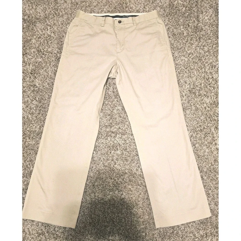 Mens Eddie Bauer Wrinkle Free Classic‎ Fit Khaki Pants Tan 34X30 Chino Trouser
